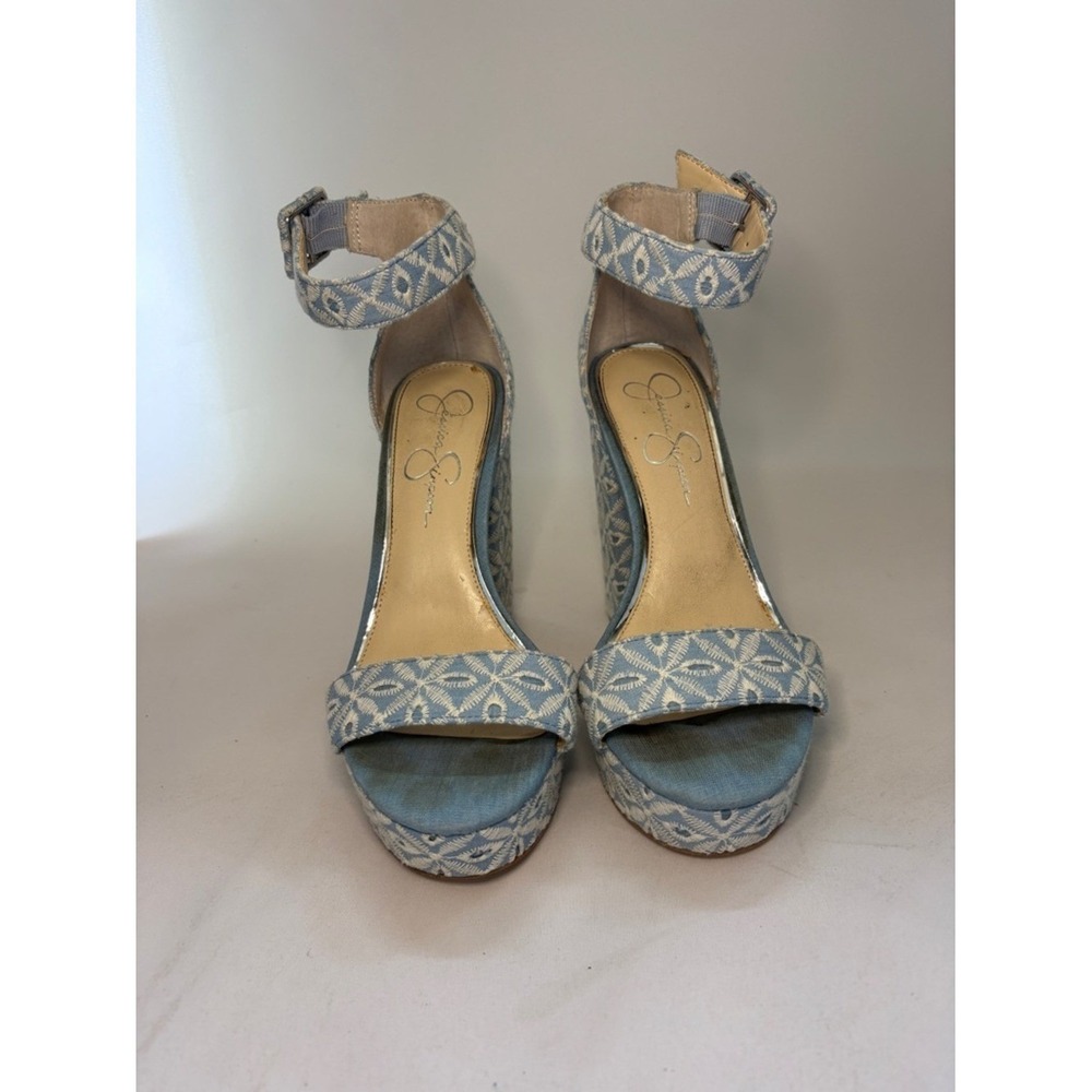 Jessica Simpson Caiya Blue Floral Jacquard Platform Heels‎ Size 8.5 - Picture 2 of 8